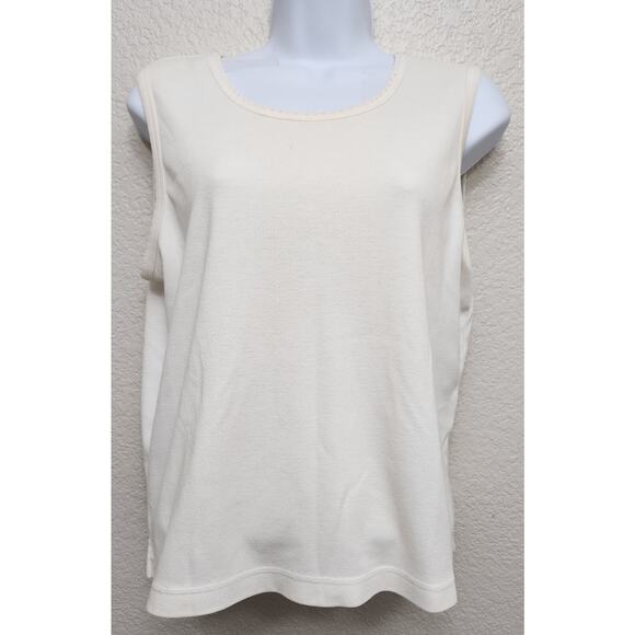Draper's & Damon's Cream Sleeveless Top PM Lightweight Soft Stretch Round Neck - Picture 1 of 4
